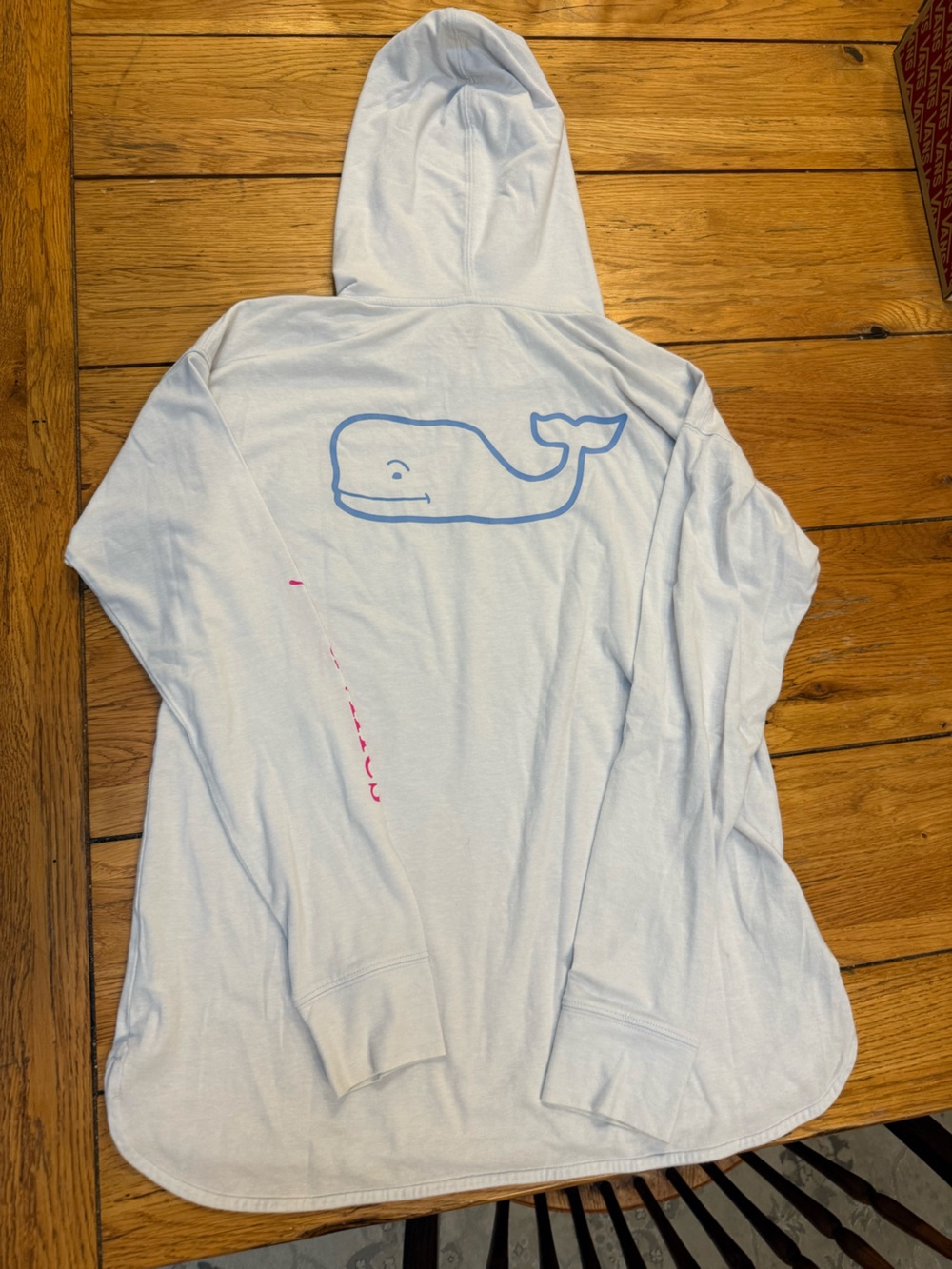 Vineyard Vines Light Blue Hoodie with Whale Graphic
